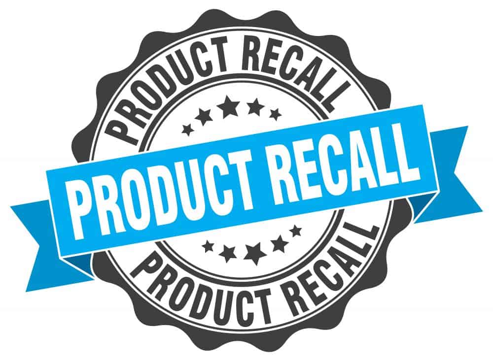 blue and black round product recall graphic on a white background