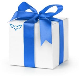 Project PAWS blue gift with logo